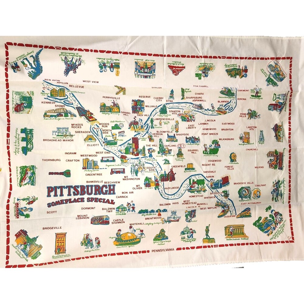 Pittsburgh Someplace Special Tablecloth Vintage New 52 X 72 1980 Three Rivers